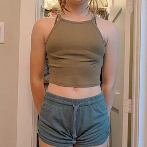 Forever 21 Khaki Green Ribbed Tank Top